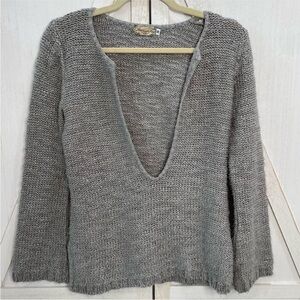 American Rag Deep Plunge V-Neck Knit Sweater Grey Size Medium